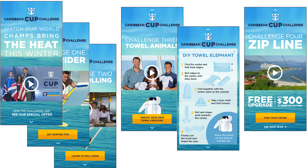 Frames from a Caribbean Cruises filmstrip unit as seen on Newsweek.com. (Click to enlarge)